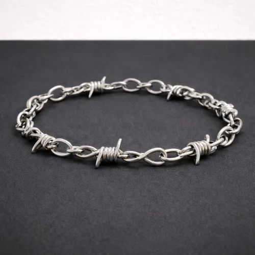 Bracelet Barbelet Bracelet fil barbelé argenté 🩶