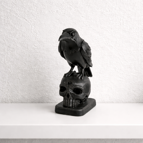 Figurine corbeau crane 3D 1a Figurine Corbeau & Crâne – 3D 🐦⬛