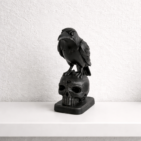 Figurine corbeau crane 3D 1a Figurine Corbeau & Crâne – 3D 🐦⬛