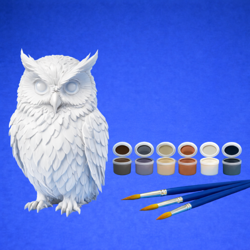 Kit créatif hibou tons naturels Hibou à peindre – Kit créatif 🎨🦉