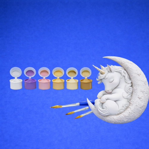 Kit créatif licorne lune tons naturels Licorne sur la lune à peindre – Kit créatif 🎨🦄