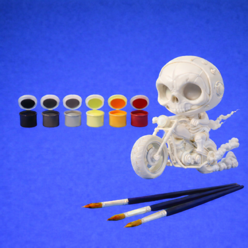 Kit créatif motard squelette tons classiques Motard squelette à peindre – Kit créatif 🏍️💀