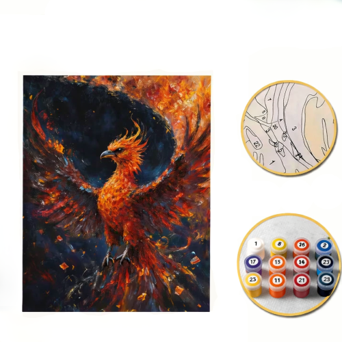 Kit de peinture par numéro Phénix 1 Phénix de Feu Mystique - Kit Peinture par Numéro 🔥