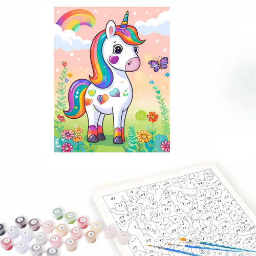 Kit de peinture par numéro licorne 1 Licorne Arc-en-Ciel - Kit Peinture par Numéro 🦄