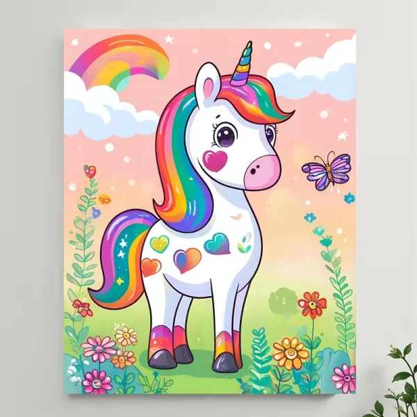 Licorne Arc-en-Ciel - Kit Peinture par Numéro 🦄