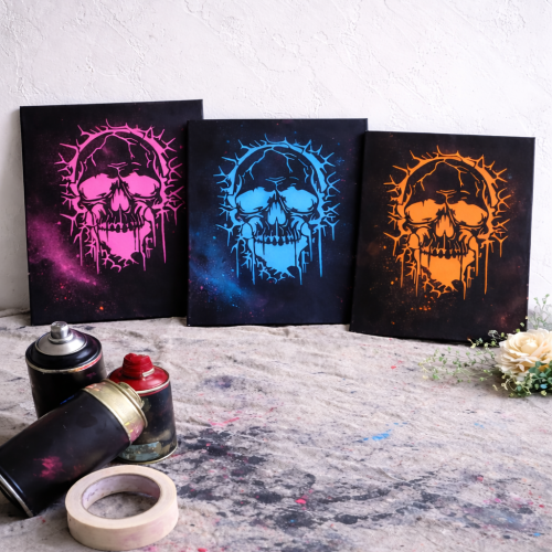 Tableau Squelette Couronne d'Épines Toile Crâne Couronné 💀